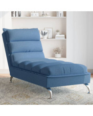 Chaise longue avec coussins bleu tissu | Mobilier & Déco