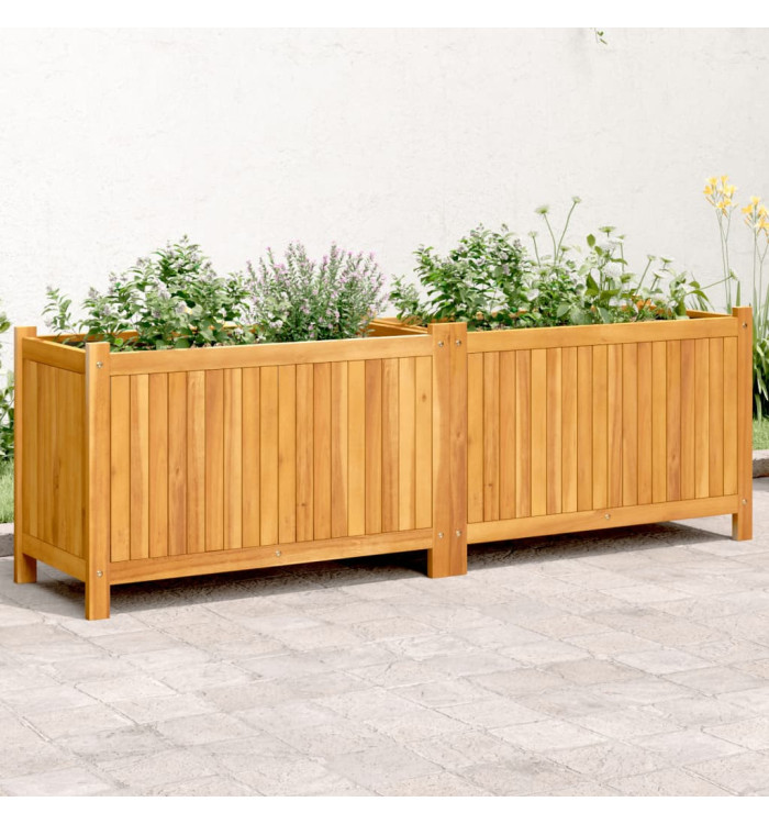 Jardinière avec doublure 153x38,5x50 cm bois massif d'acacia | Mobilier & Déco