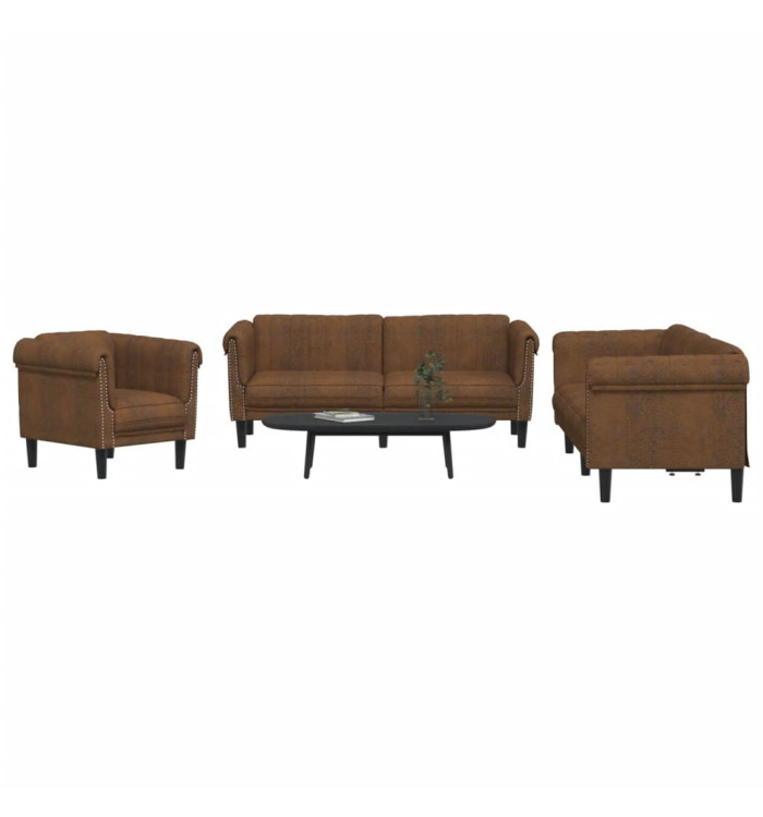 Ensemble de canapés 3 pcs marron velours | Mobilier & Déco