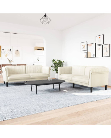 Ensemble de canapés 2 pcs crème velours | Mobilier & Déco