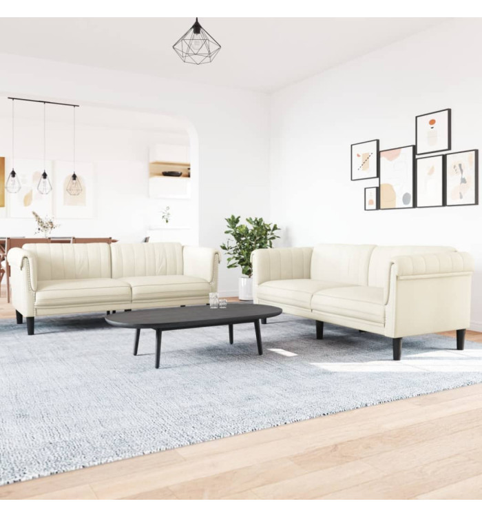 Ensemble de canapés 2 pcs crème velours | Mobilier & Déco