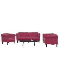 Ensemble de canapés 3 pcs rouge bordeaux velours | Mobilier & Déco