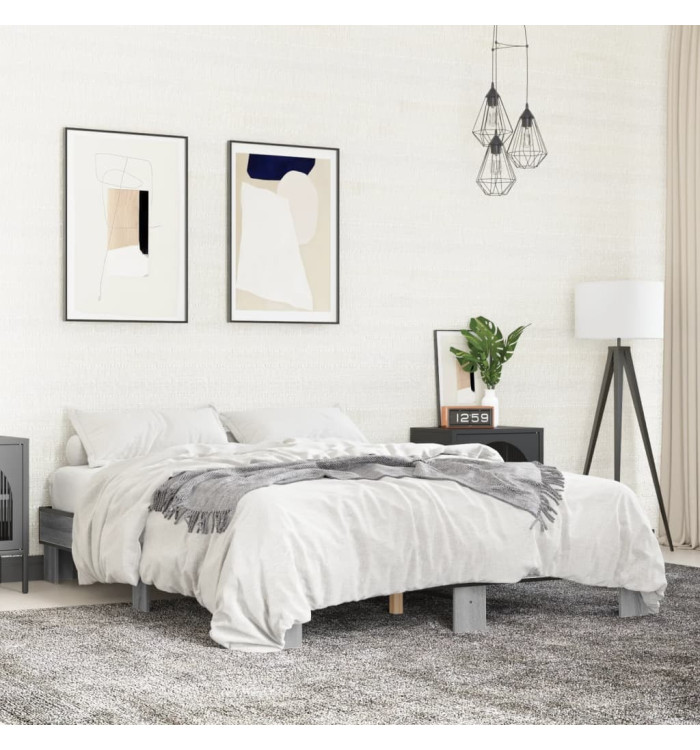 Cadre de lit sans matelas sonoma gris 150x200 cm | Mobilier & Déco