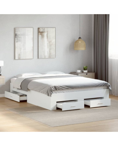 Cadre de lit avec tiroirs sans matelas blanc 140x190 cm | Mobilier & Déco
