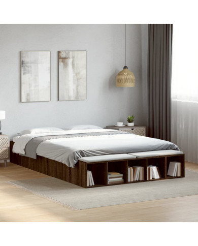 Cadre de lit sans matelas chêne marron 150x200 cm | Mobilier & Déco