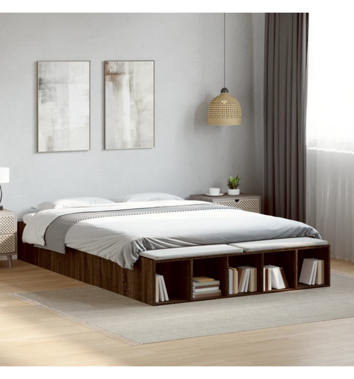 Cadre de lit sans matelas chêne marron 150x200 cm | Mobilier & Déco