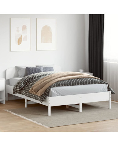 Cadre de lit sans matelas blanc 120x200 cm bois de pin massif | Mobilier & Déco