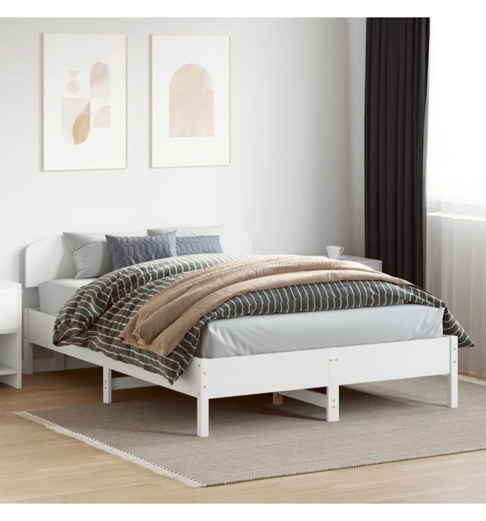Cadre de lit sans matelas blanc 120x200 cm bois de pin massif | Mobilier & Déco