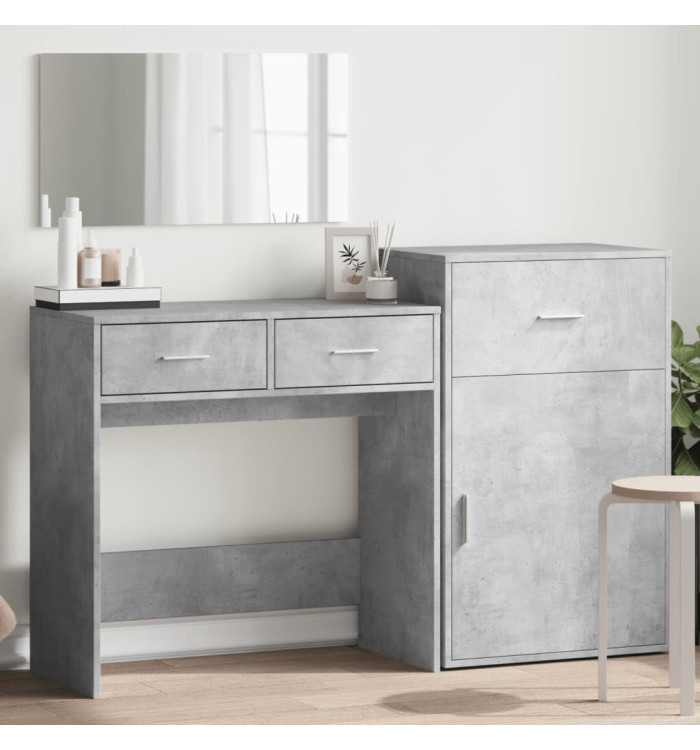 Ensemble de coiffeuse 3 pcs gris béton bois d'ingénierie | Mobilier & Déco