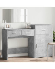 Ensemble de coiffeuse 3 pcs gris béton bois d'ingénierie | Mobilier & Déco