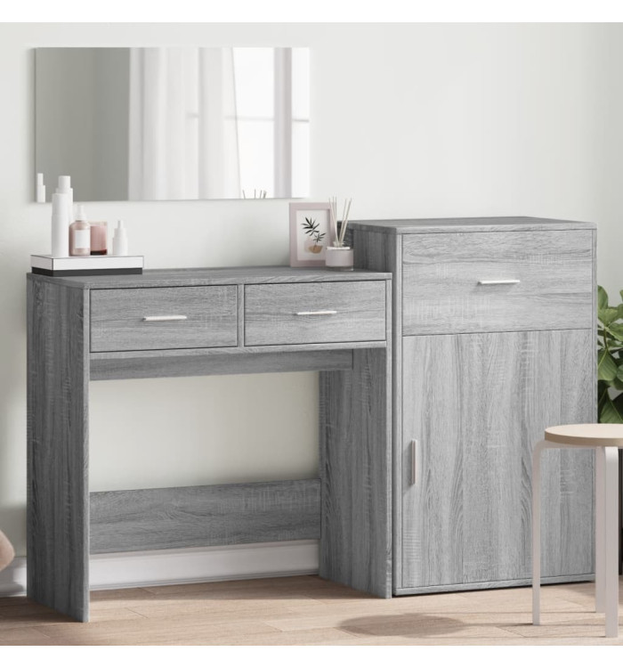 Ensemble de coiffeuse 3 pcs sonoma gris bois d'ingénierie | Mobilier & Déco