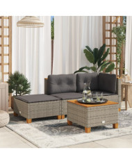 Tabouret de jardin et coussin gris 63,5x56x32 cm résine tressée | Mobilier & Déco