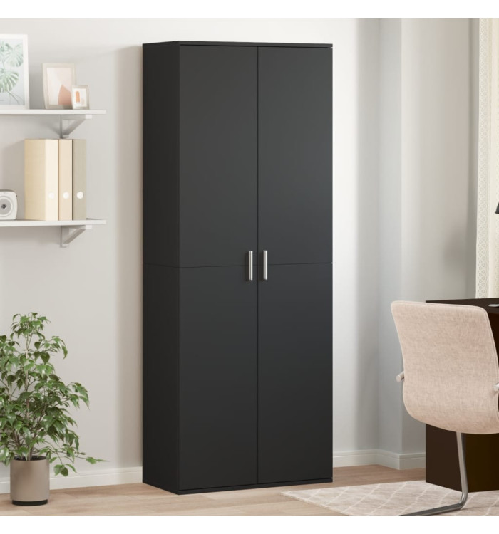 Buffet haut noir 70x35x180 cm bois d'ingénierie | Mobilier & Déco