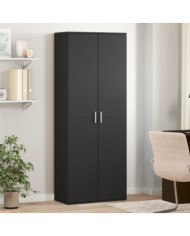 Buffet haut noir 70x35x180 cm bois d'ingénierie | Mobilier & Déco