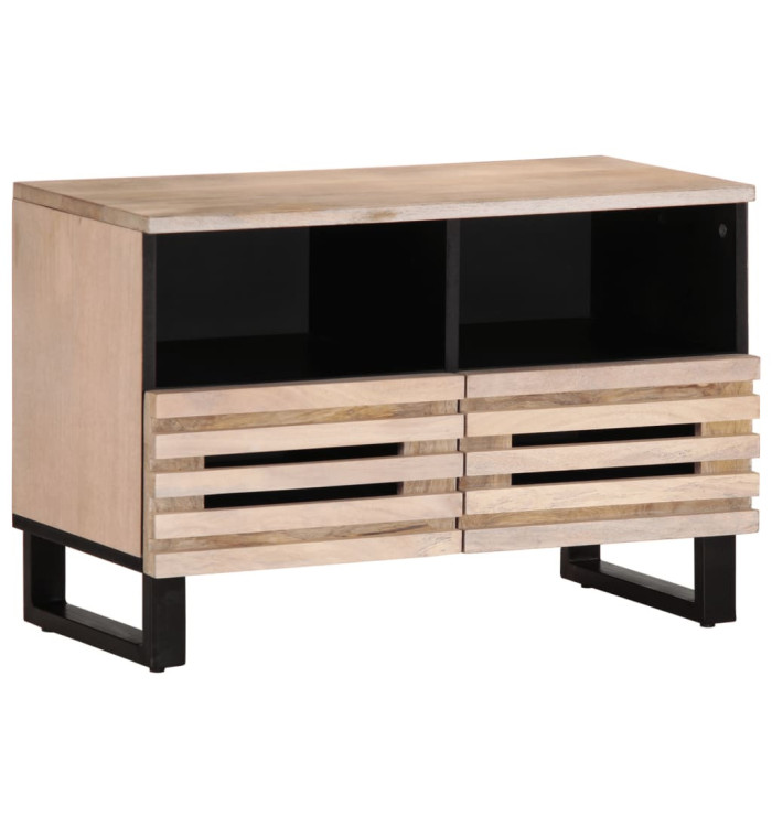 Meuble TV blanc 70x34x46 cm bois massif de manguier | Mobilier & Déco