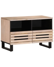 Meuble TV blanc 70x34x46 cm bois massif de manguier | Mobilier & Déco