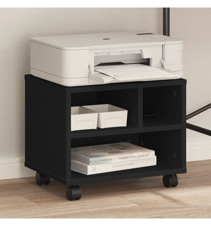 Support d'imprimante avec roulettes noir 41x32x34,5 cm | Mobilier & Déco