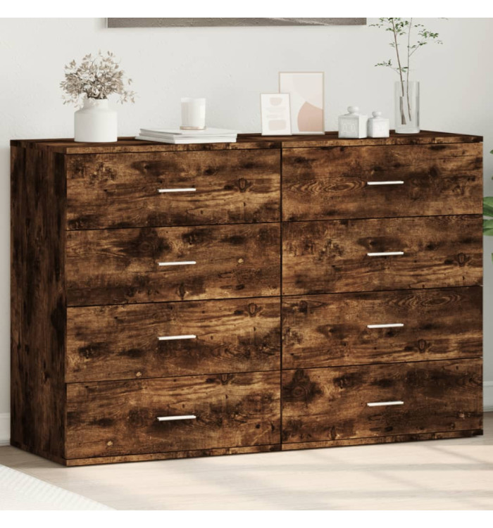 Buffets 2 pcs chêne fumé 60x39x80 cm bois d'ingénierie | Mobilier & Déco