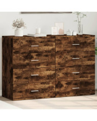 Buffets 2 pcs chêne fumé 60x39x80 cm bois d'ingénierie | Mobilier & Déco