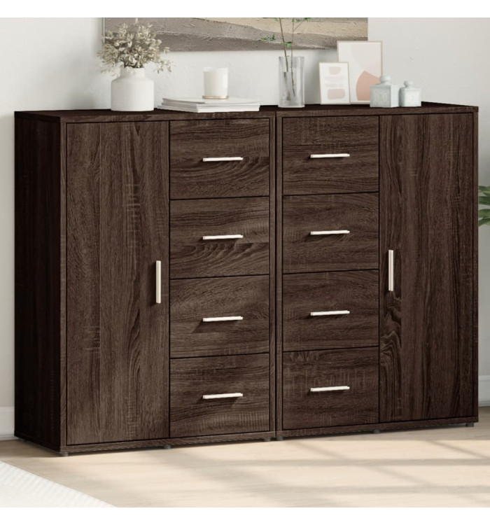 Buffets 2 pcs chêne marron 60x31x84 cm bois d'ingénierie | Mobilier & Déco