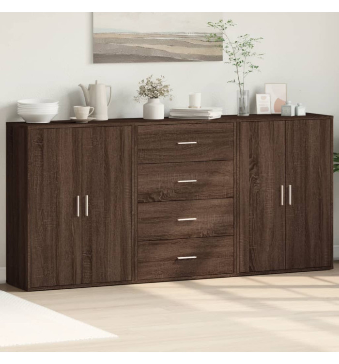 Buffets 3 pcs chêne marron 60x31x84 cm bois d'ingénierie | Mobilier & Déco