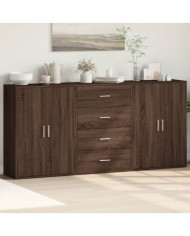 Buffets 3 pcs chêne marron 60x31x84 cm bois d'ingénierie | Mobilier & Déco