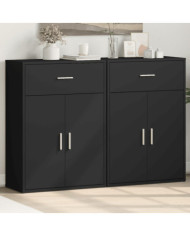 Buffets 2 pcs noir 60x30x84 cm bois d'ingénierie | Mobilier & Déco