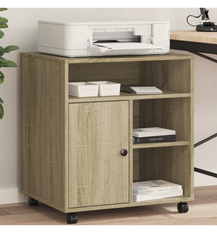 Support d'imprimante avec roulettes chêne sonoma 60x50x67 cm | Mobilier & Déco