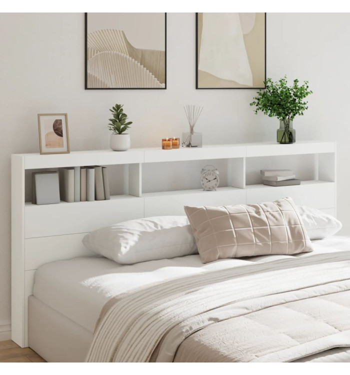 Armoire tête de lit avec LED blanc 220x17x102 cm | Mobilier & Déco