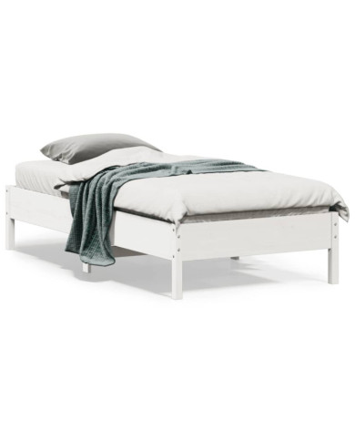 Cadre de lit sans matelas blanc 90x190 cm bois de pin massif | Mobilier & Déco
