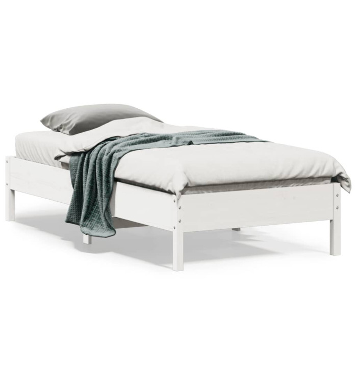 Cadre de lit sans matelas blanc 90x190 cm bois de pin massif | Mobilier & Déco