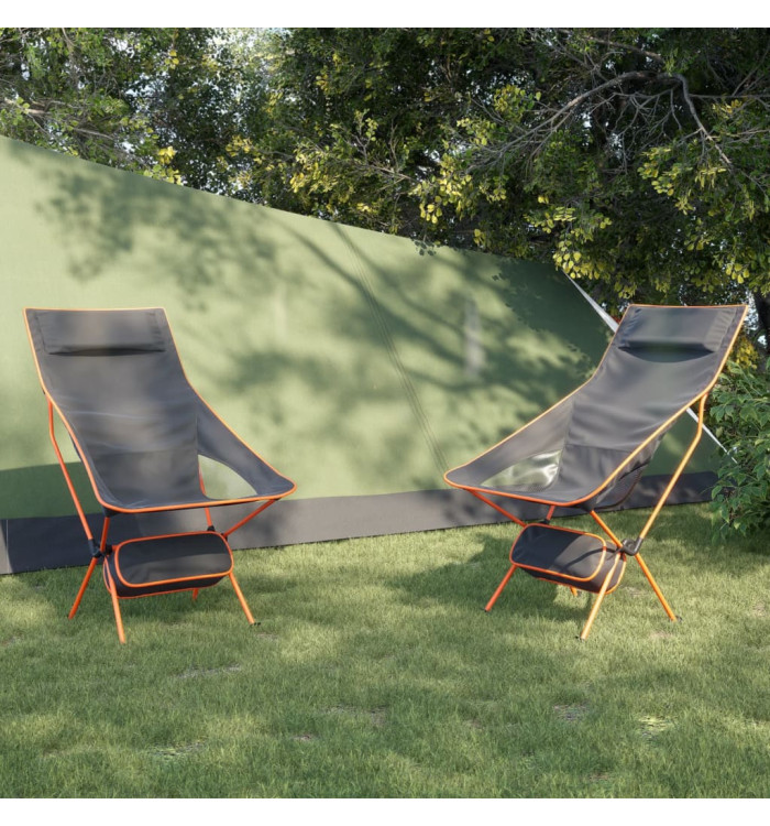 Chaise de camping pliables lot de 2 noir tissu oxford aluminium | Mobilier & Déco