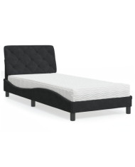Lit avec matelas noir 90x200 cm velours | Mobilier & Déco