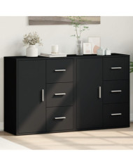Buffets 2 pcs noir 60x31x70 cm bois d'ingénierie | Mobilier & Déco