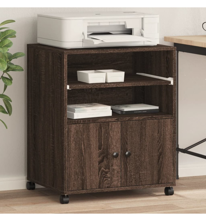 Support d'imprimante avec roulettes chêne marron 60x48x74 cm | Mobilier & Déco