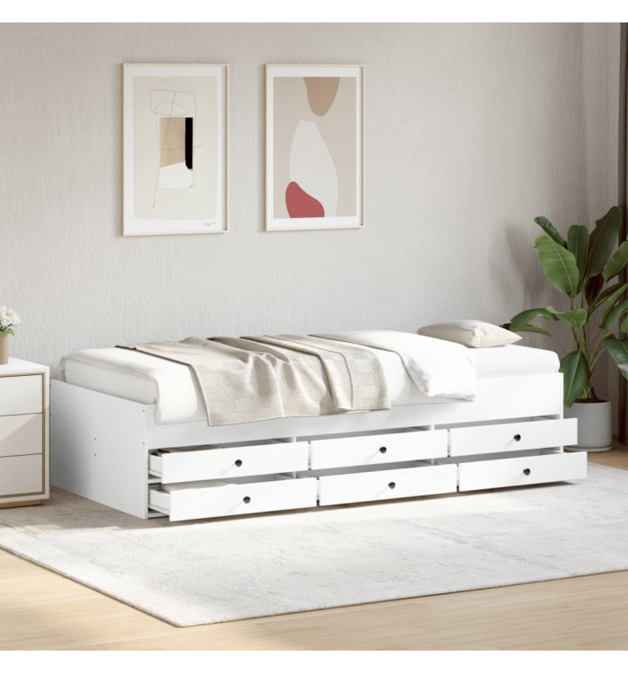 Lit de jour avec tiroirs sans matelas blanc 90x200 cm | Mobilier & Déco