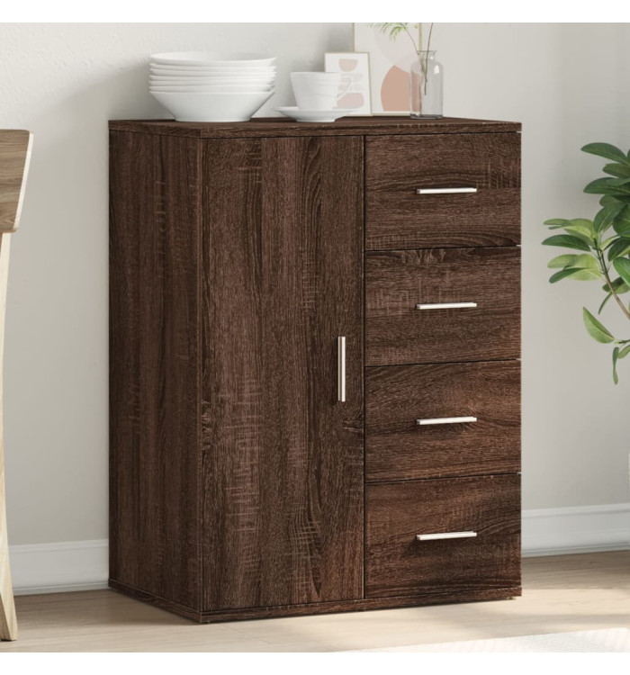Buffet chêne marron 59x39x80 cm bois d'ingénierie | Mobilier & Déco