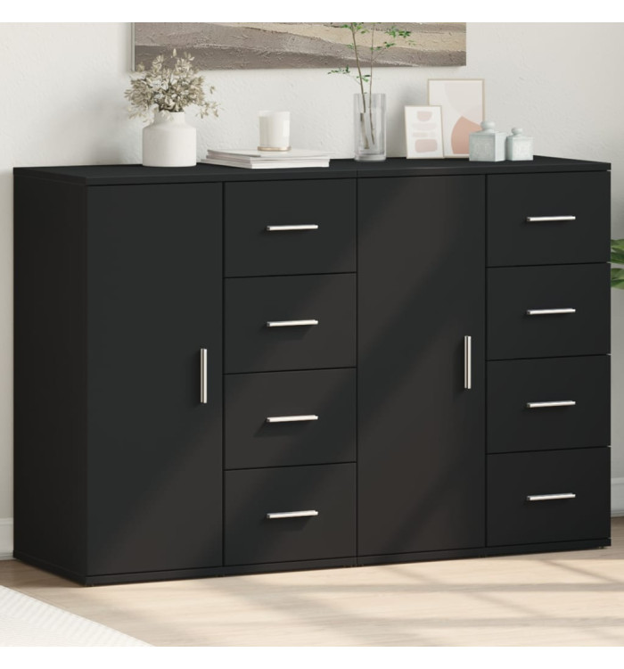 Buffets 2 pcs noir 59x39x80 cm bois d'ingénierie | Mobilier & Déco