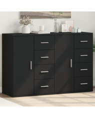 Buffets 2 pcs noir 59x39x80 cm bois d'ingénierie | Mobilier & Déco