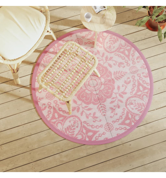 Tapis d'extérieur ARAKIL rose Ø120 cm PP | Mobilier & Déco