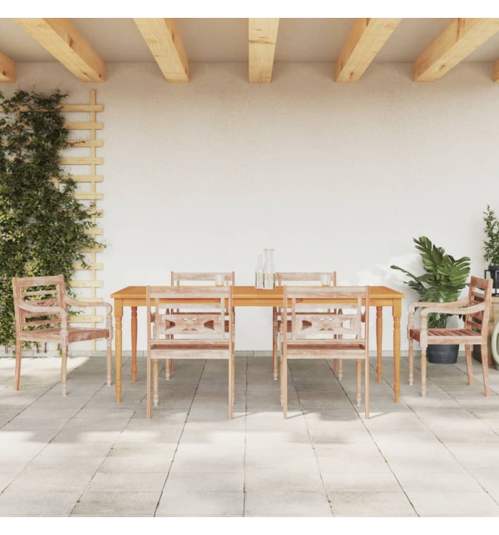 Chaises Batavia lot de 6 blanc bois de teck solide délavé | Mobilier & Déco