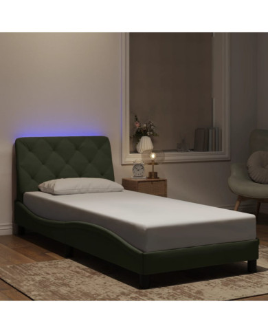 Cadre de lit avec LED sans matelas gris clair 80x200 cm velours | Mobilier & Déco