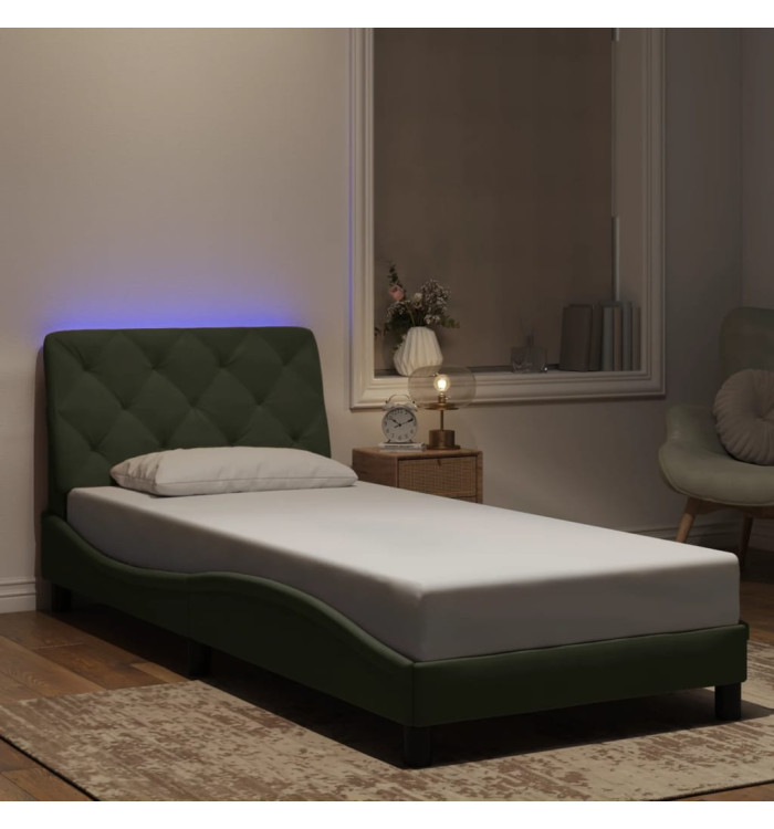 Cadre de lit avec LED sans matelas gris clair 80x200 cm velours | Mobilier & Déco
