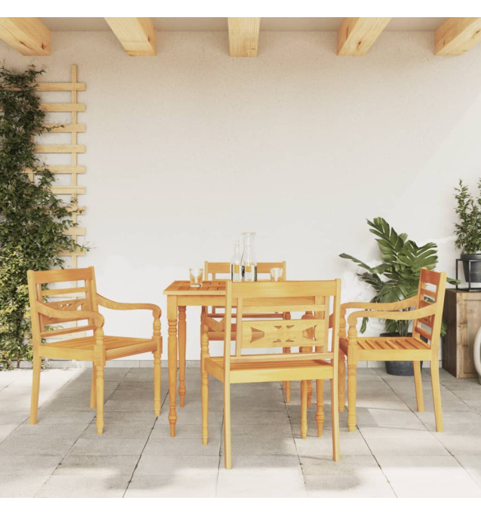 Ensemble à manger de jardin 5 pcs Bois de teck massif | Mobilier & Déco