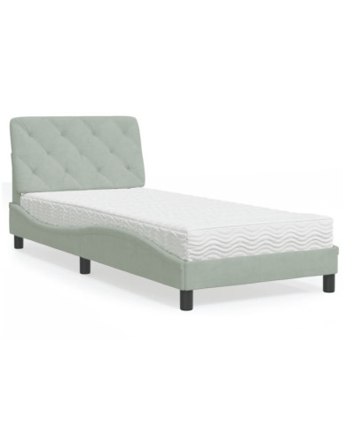 Lit avec matelas gris clair 80x200 cm velours | Mobilier & Déco