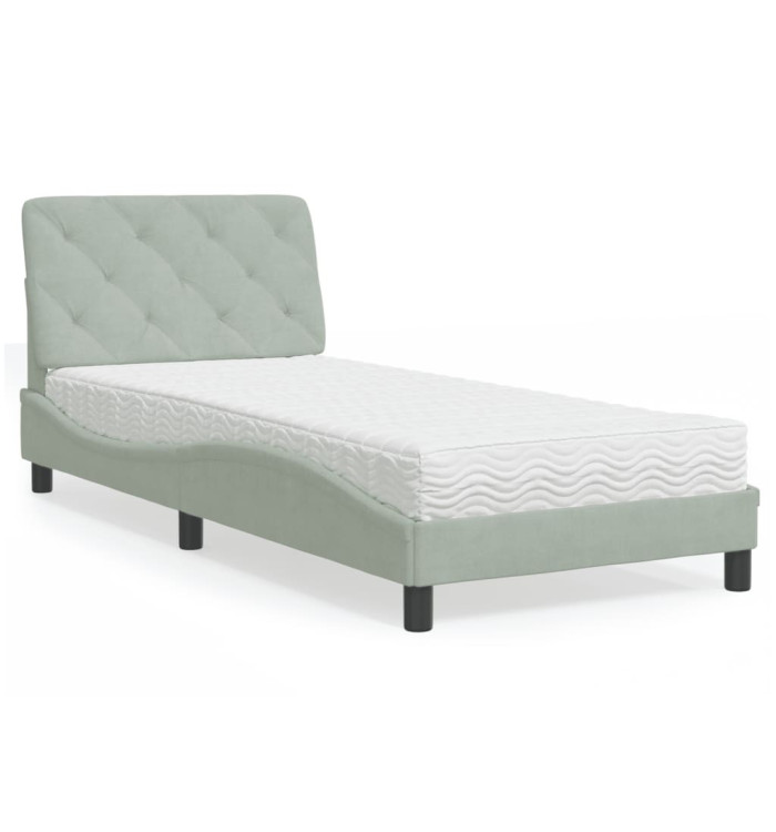 Lit avec matelas gris clair 80x200 cm velours | Mobilier & Déco