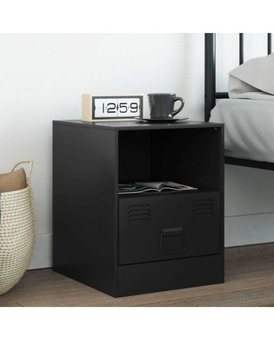 Table de chevet noir 34,5x39x44 cm acier | Mobilier & Déco