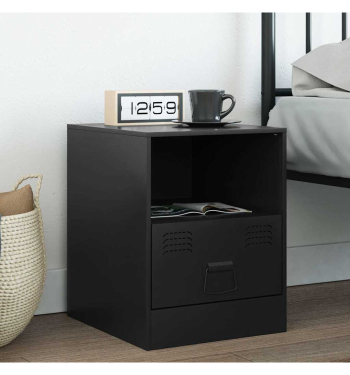 Table de chevet noir 34,5x39x44 cm acier | Mobilier & Déco