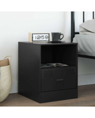 Table de chevet noir 34,5x39x44 cm acier | Mobilier & Déco