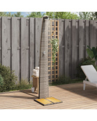 Douche d'extérieur gris 55x60x224 cm résine tressée bois acacia | Mobilier & Déco